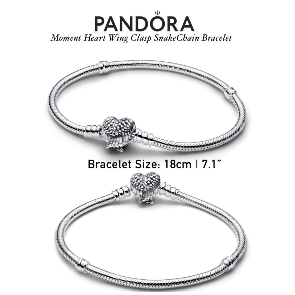 Pandora Silver Heart Wing Clasp Bracelet